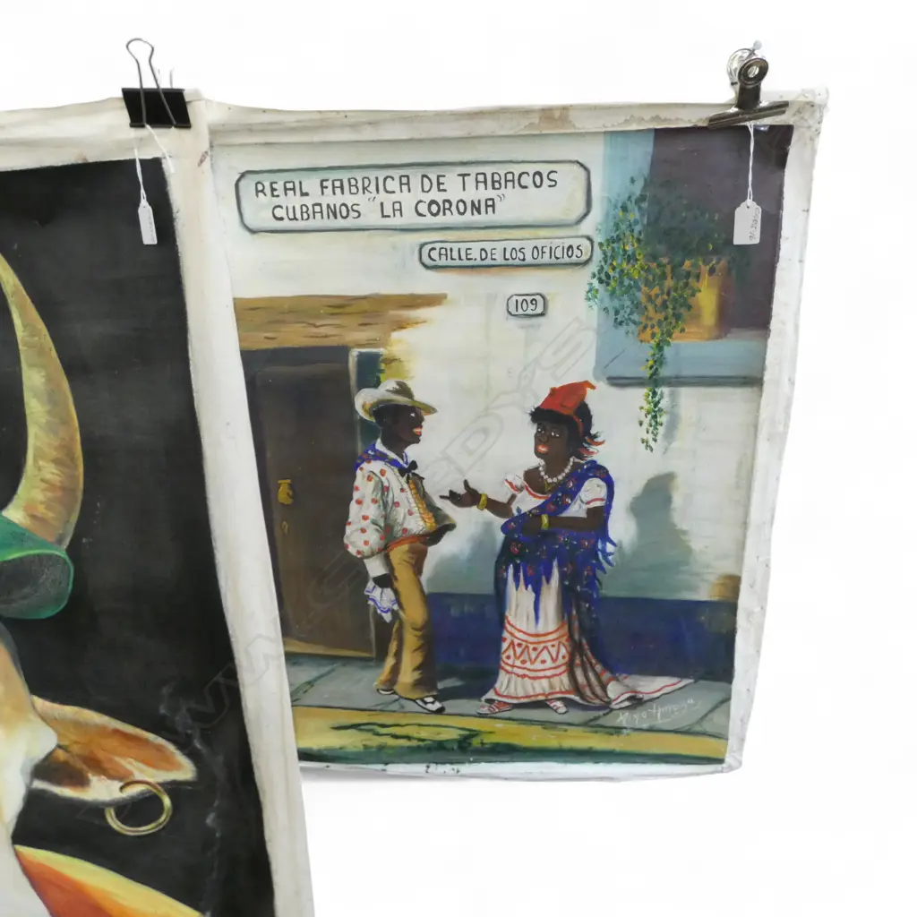 MERCEDES AMAYA GARCIA 'TRABAJADORES DE LA FABRICAS' OIL ON UNSTRETCHED CANVAS 660 X 490mm Image 1++