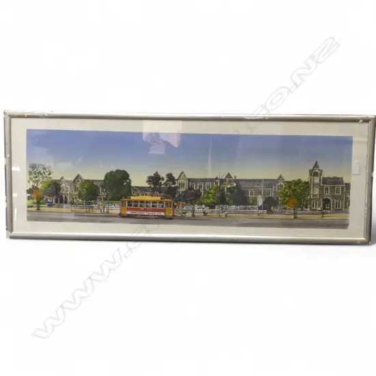 LAWRENCE LEITCH 'THE ARTS CENTRE CHRISTCHURCH NZ' HAND COLOURED PRINT 310x955mm