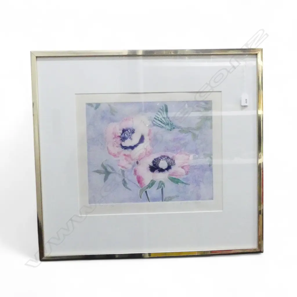 WINIFRED PICKARD (BRITISH, 20TH C) TREE PEONIES COLOURED ETCHING ED. 41/75 300 X 375MM Image 1++