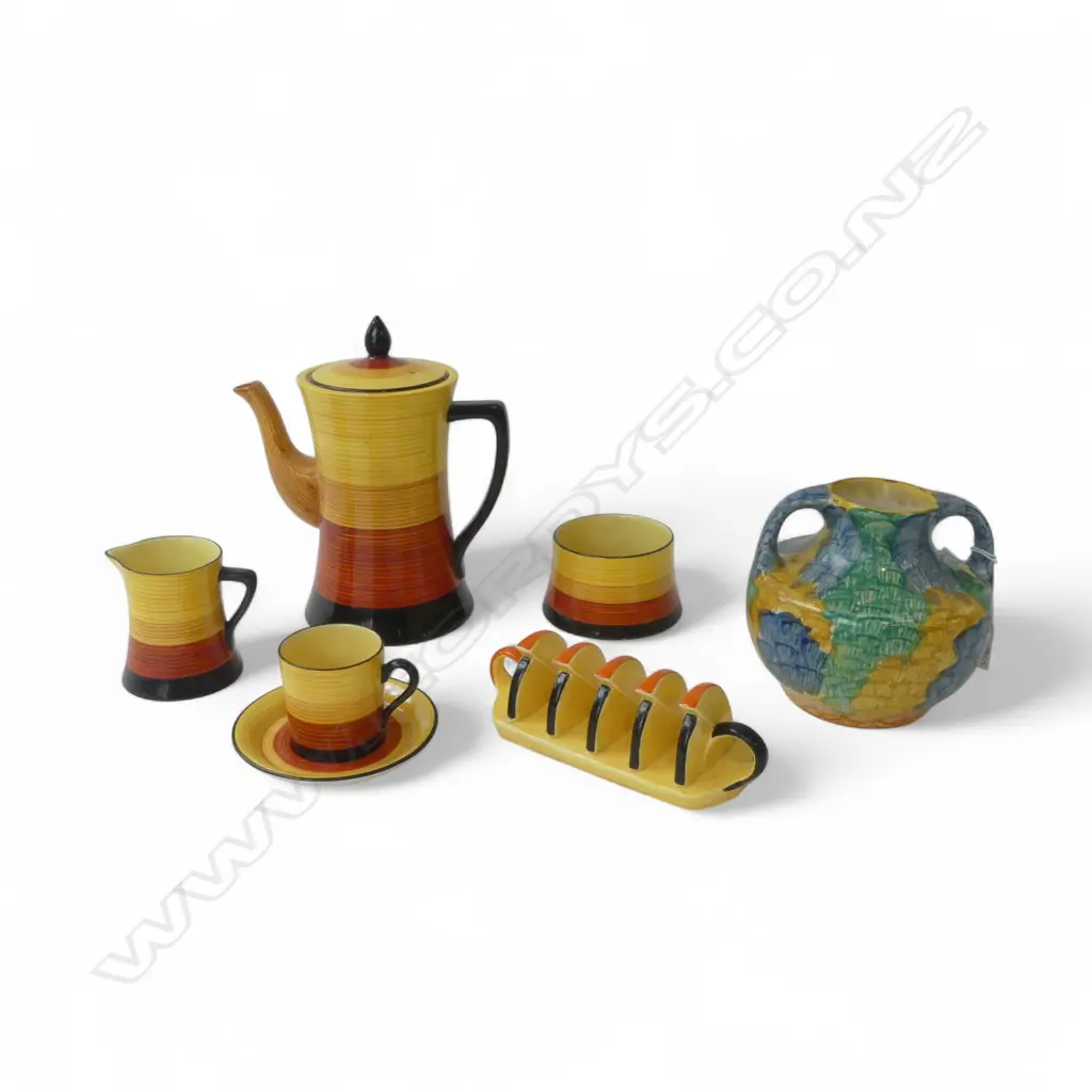 6 PCE CARLTON WARE BREAKFAST SET + WADEHEATH VASE H.120mm Image 1++