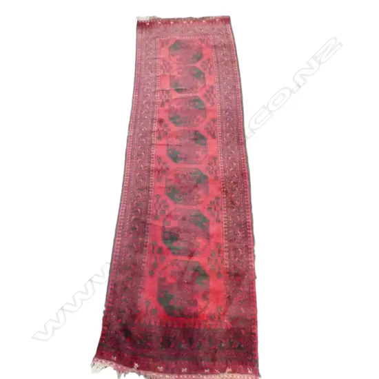 HAND KNOTTED TURKMAN ALL WOOL RUNNER, some faults 2850x820mm