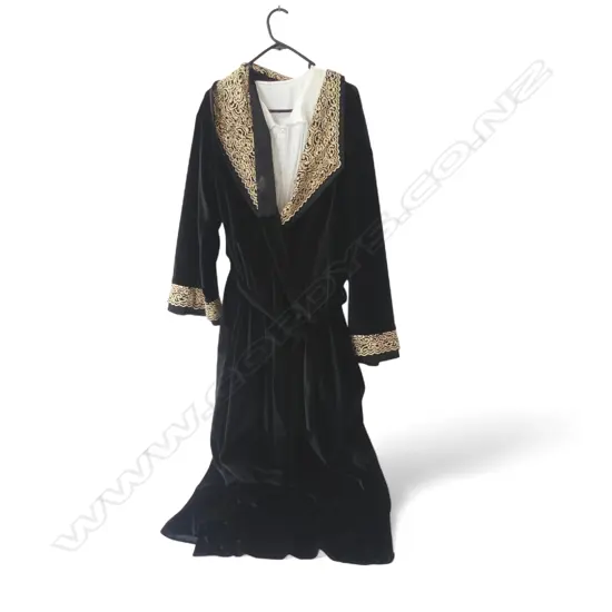 VELVET AND EMBROIDERED DRESSING GOWN/HOUSE COAT AND ANTIQUE LINEN NIGHTGOWN