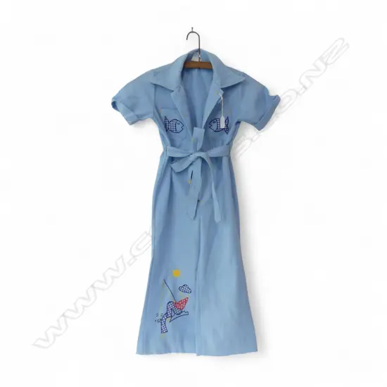 VINTAGE 'Team'etts' polyester BLUE CHILD'S JUMPSUIT fishing themed. Labelled size 6 