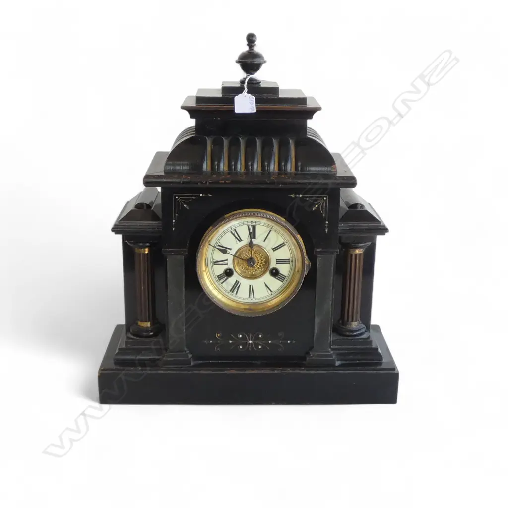 EBONISED EARLY 20thC MANTEL CLOCK, RUNNING 380x140x450mm Image 1++