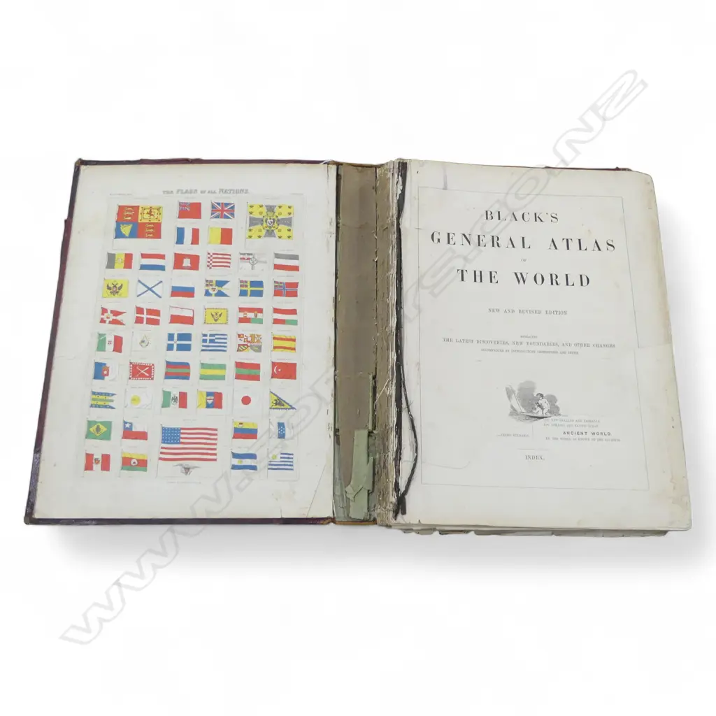 ANTIQUE BLACK'S GENERAL ATLAS OF THE WORLD faults SIGNED by Henry Blundell Image 1++