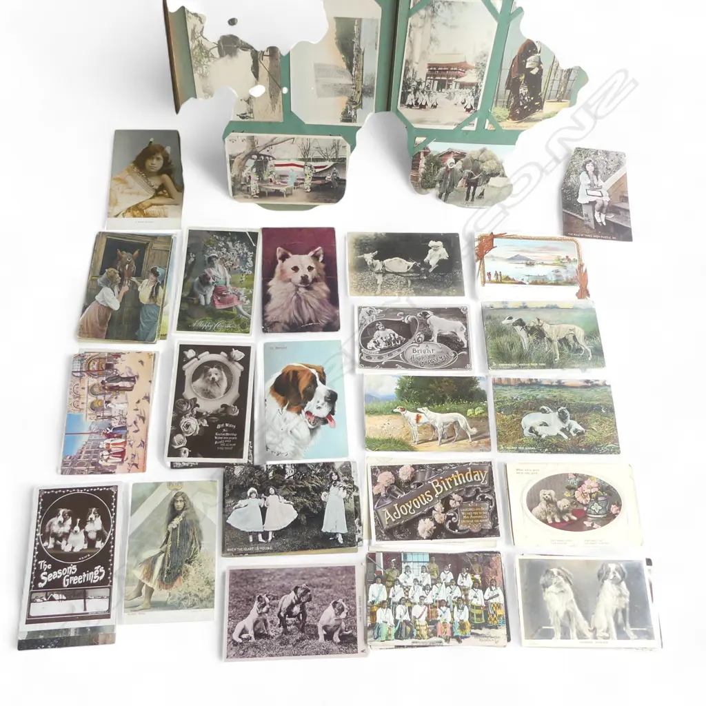 ANTIQUE POSTCARD ALBUM C.1900 H.390mm Image 1++