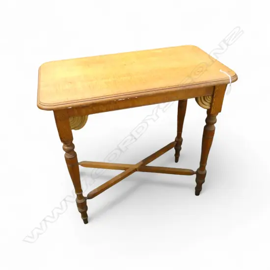 EARLY 20thC REWAREWA OBLONG TABLE ON X-STRETCHER BASE 820x460x790mm
