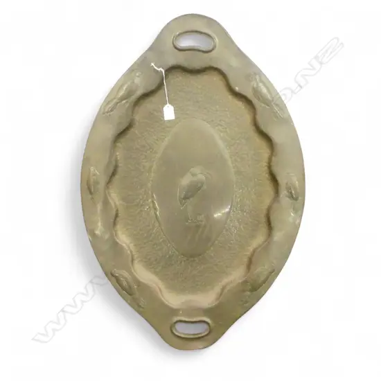 ARTS AND CRAFTS BRASS TRAY - EMBOSSED WITH BIRDS