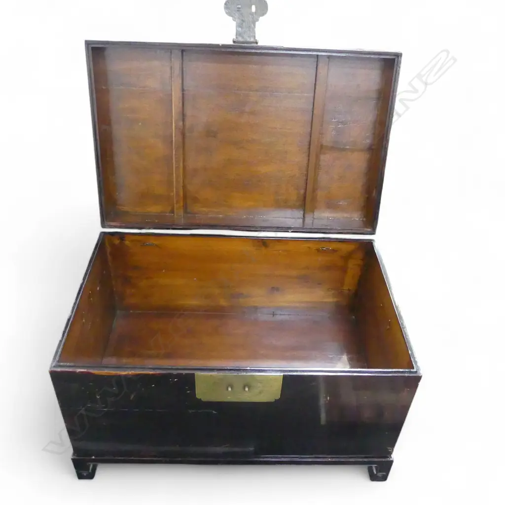 CHINESE PAINTED TRUNK ON LOW STAND 880  x 560 x 580mm Image 1++