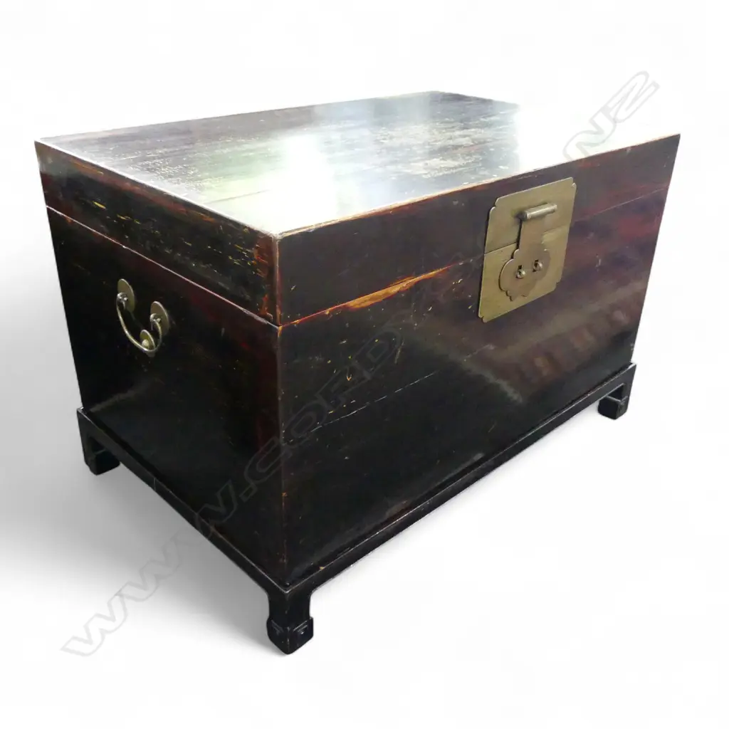 CHINESE PAINTED TRUNK ON LOW STAND 880  x 560 x 580mm Image 1++