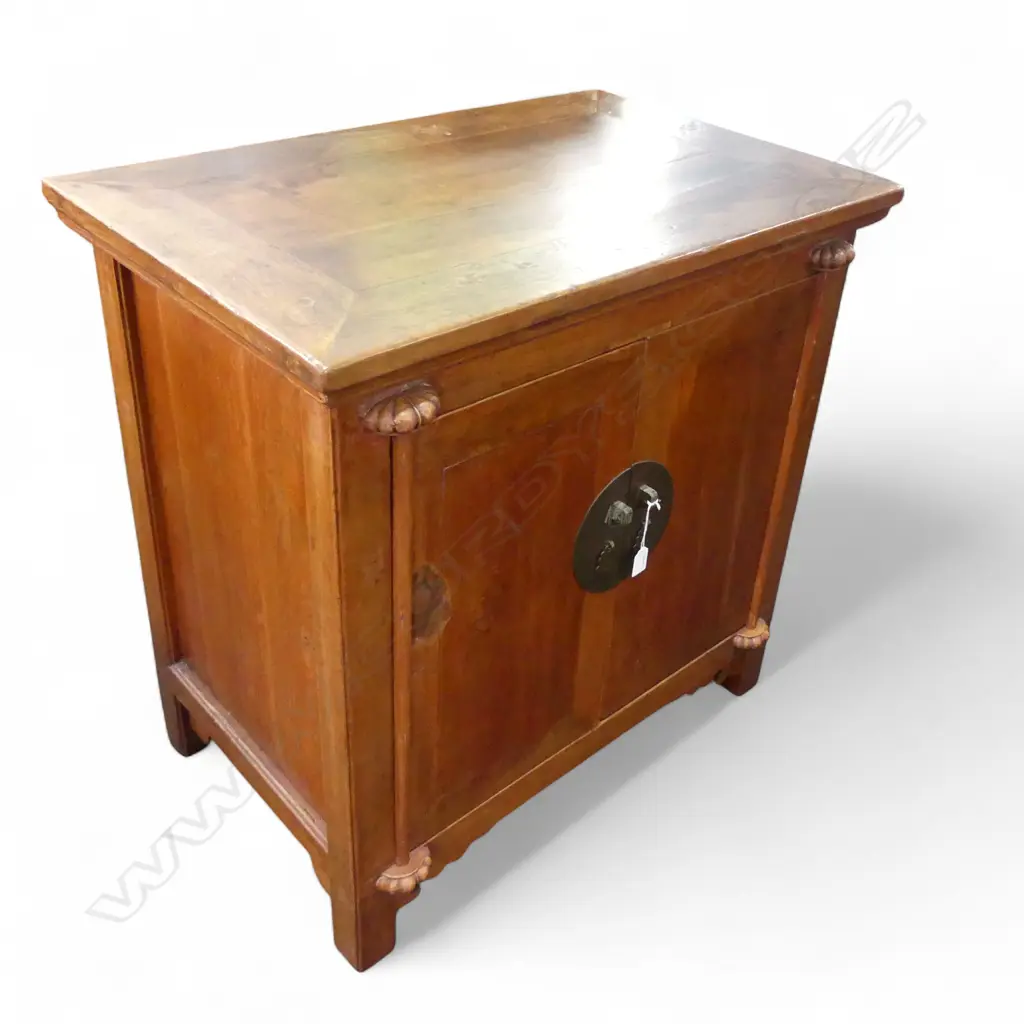 Chinese cabinet with two doors in light red colour, Shaanxi province, circa 1900, 790 x 510 x 800mm Image 1++