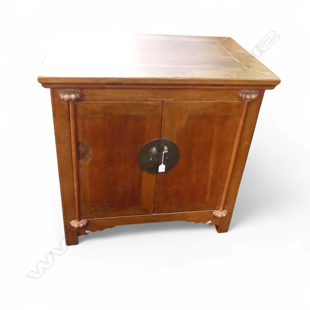 Chinese cabinet with two doors in light red colour, Shaanxi province, circa 1900, 790 x 510 x 800mm Image 1++