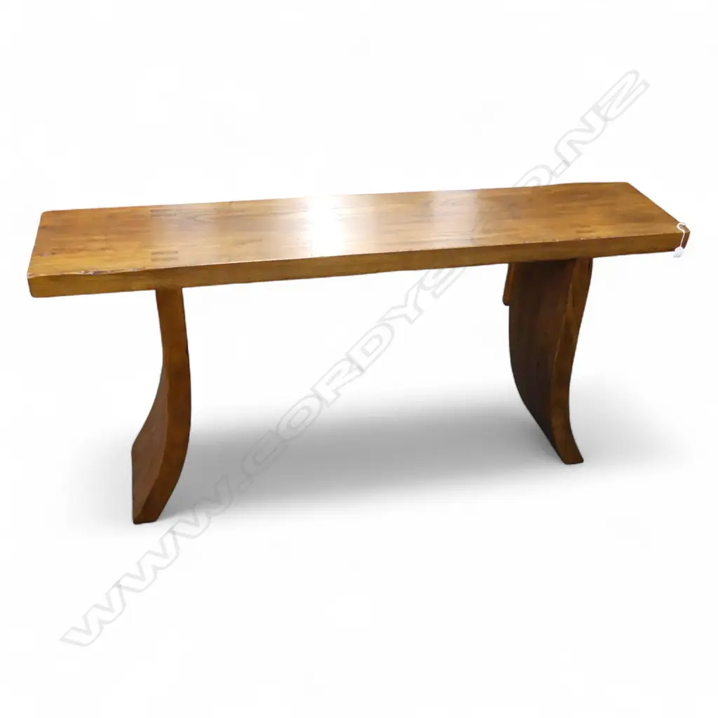 Offering / Altar Table with curved legs in natural dark brown timber, Zhejiang province, c.1940. 1700 x 350 x 840mm Image 1++