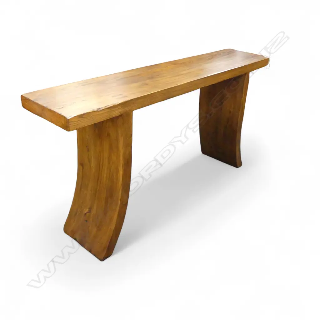 Offering / Altar Table with curved legs in natural dark brown timber, Zhejiang province, c.1940. 1700 x 350 x 840mm Image 1++