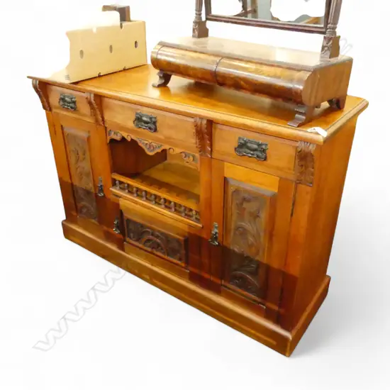 COLONIAL CARVED KAURI SIDEBOARD 1390x460x940mm