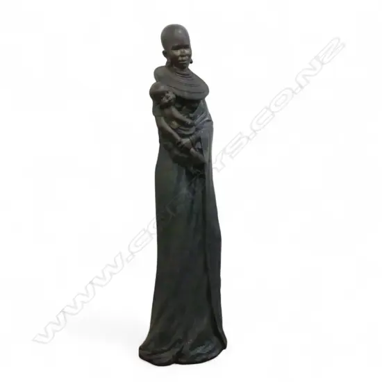 'THE LEONARDO COLLECTION' AFRICAN FIGURE OF MOTHER & CHILD H.800mm