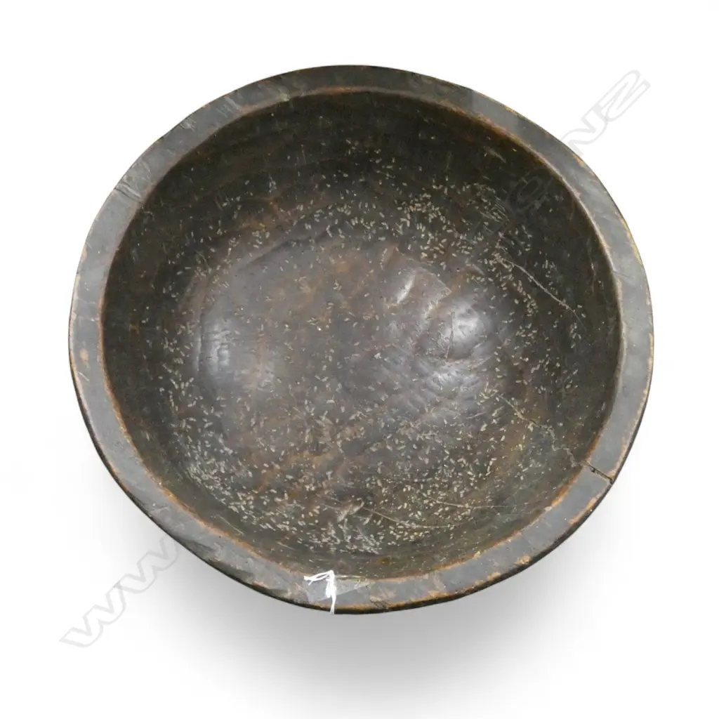 OLD ORIENTAL WOODEN RICE BOWL 485mm dia, BORER Image 1++