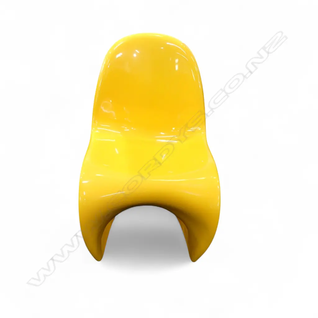 YELLOW FIBREGLASS IN THE STYLE OF PANTON? CHAIR 2 chips along edges Image 1++