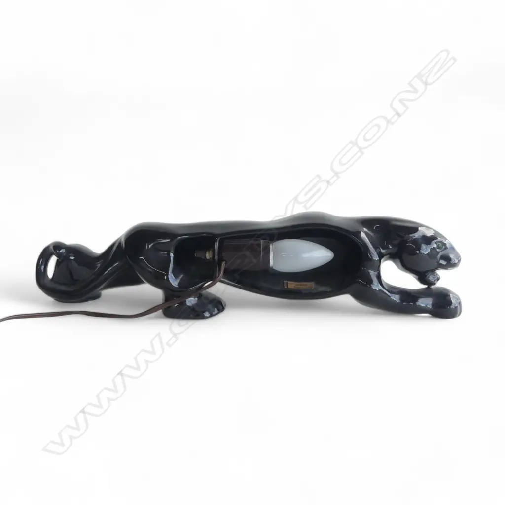 A VINTAGE BLACK PANTHER  CERAMIC TV LAMP 480 x 110 xx Image 1++