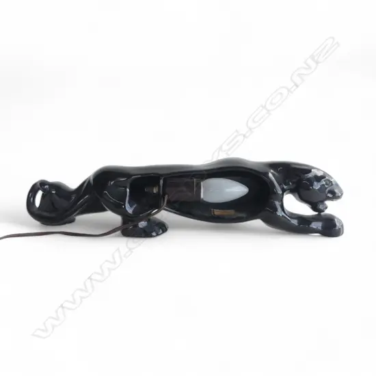 A VINTAGE BLACK PANTHER  CERAMIC TV LAMP 480 x 110 xx