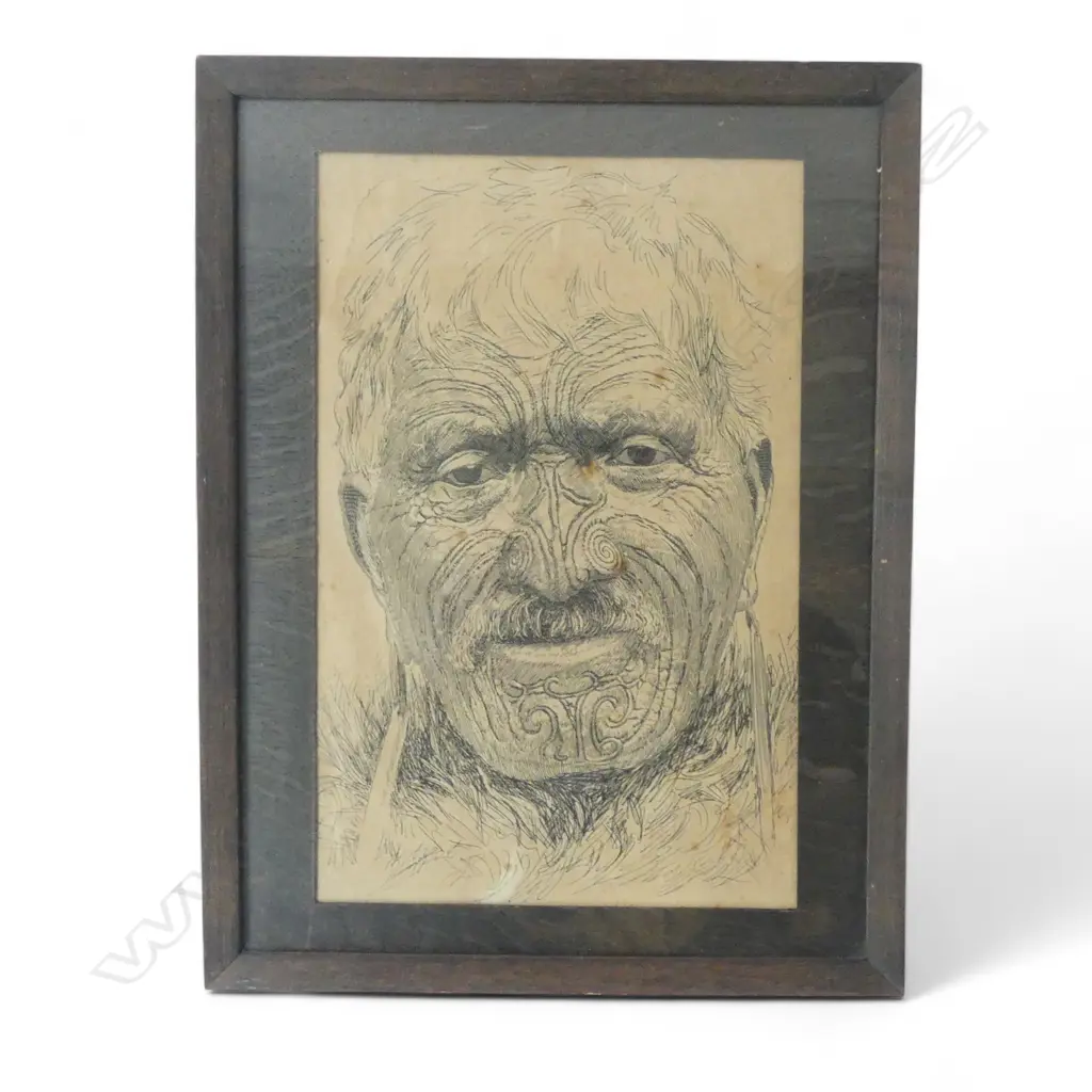 Archibald Stuart Peterson (1900-76) 'Tattooed Chief' engraving 260 x 170mm. faults Image 1++