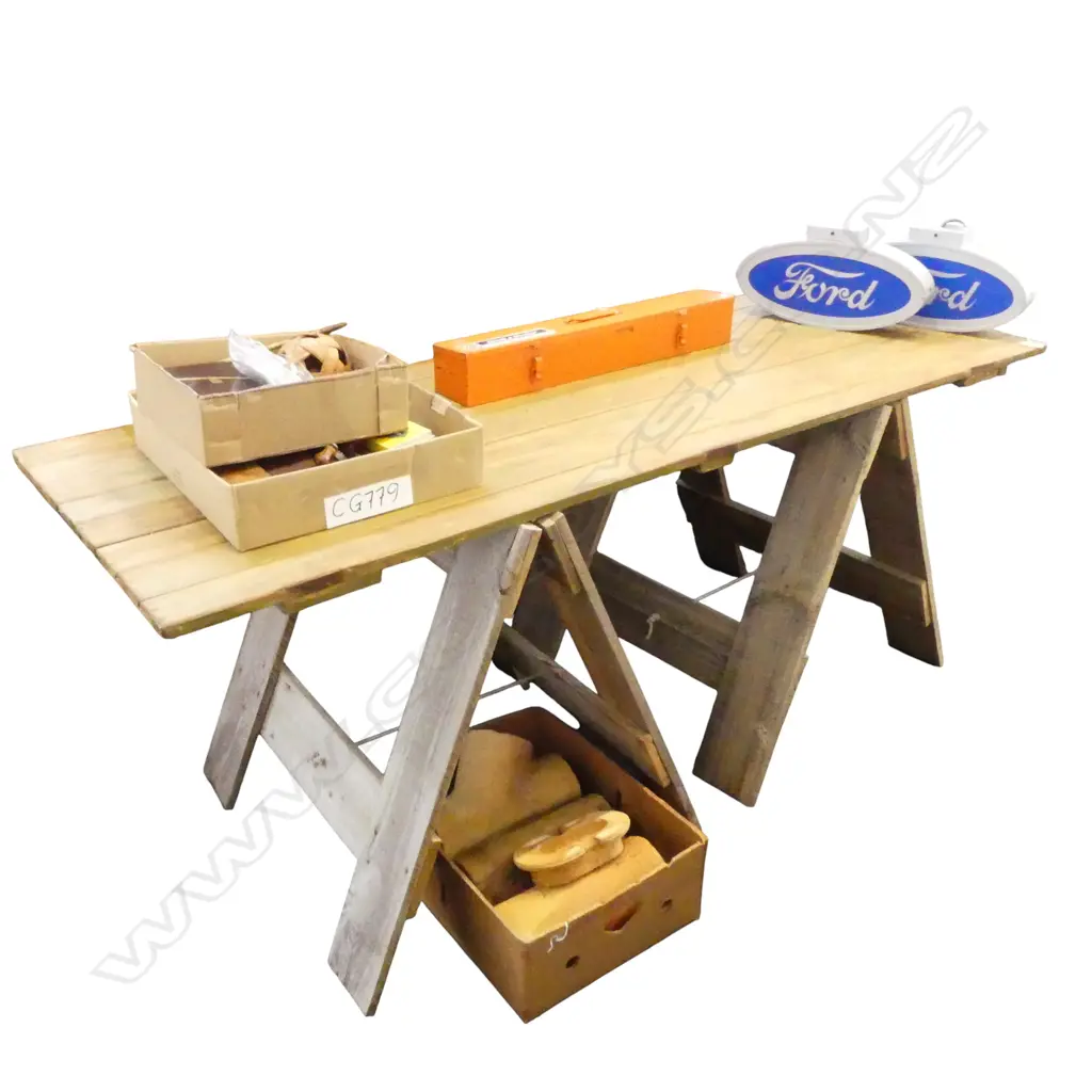 VINTAGE WOODEN TRESTLE 196x680x880mm Image 1++