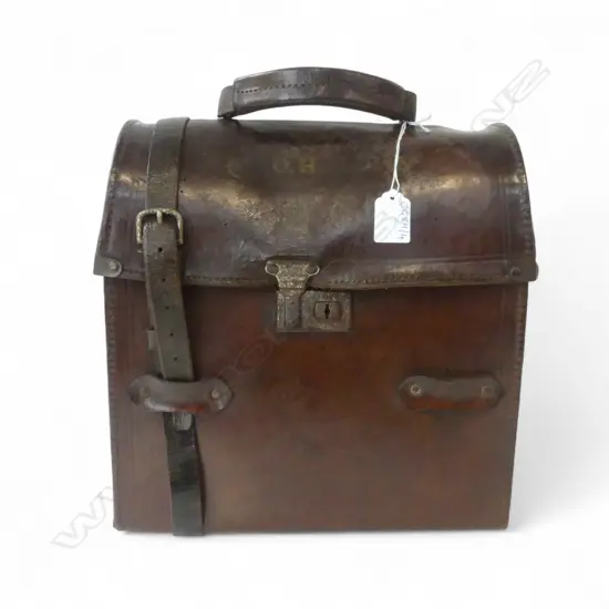 4 VINTAGE WOODEN LAWN BOWLS IN LEATHER CARRY CASE probably lignum vitae