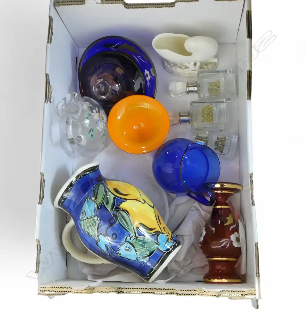 ASST. GLASSWARE, CHINA NAUTALUS & POTTERY JUG etc Image 1++