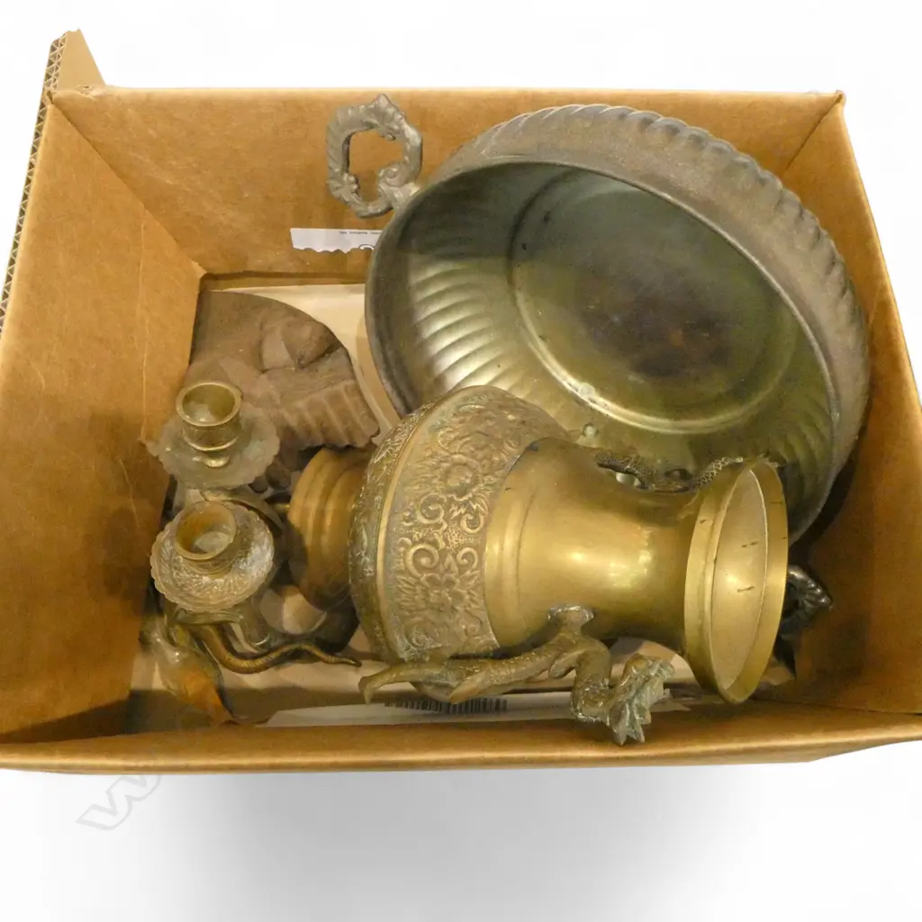 ASST. METALWARE; ORIENTAL VASE, COBRA CANDLESTICKS etc Image 1++