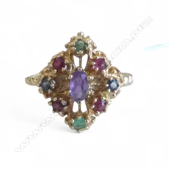 14CT MULTI STONE RING, 4.77gms SIZE N
