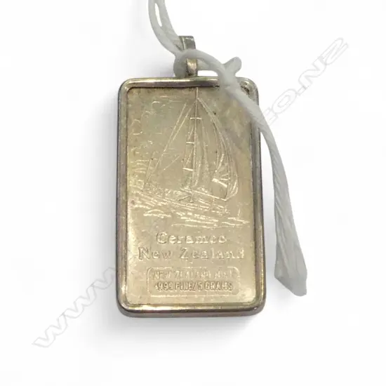 .999 SILVER 'CERAMCO NEW ZEALAND' INGOT PENDANT 5.62gms