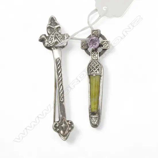 2 SCOTTISH SILVER KILT PINS 