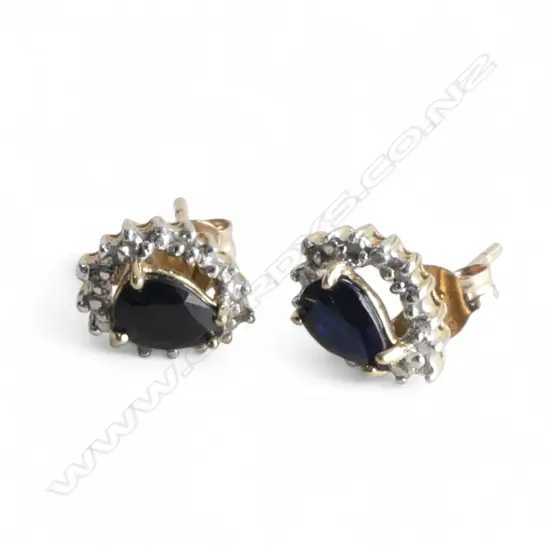 PR 9CT SAPPHIRE & DIAMOND EARRINGS, 1.63gms