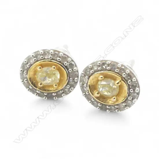 PR 10ct GOLD & DIAMOND EARRINGS. 1.93gms