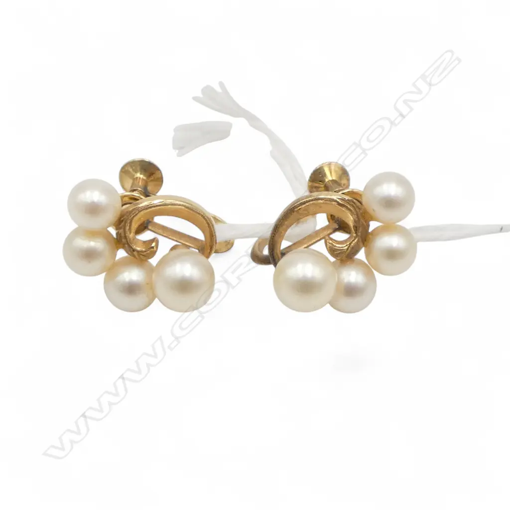PR 14CT PEARL SCREW BACK EARRINGS, 4.7gms Image 1++