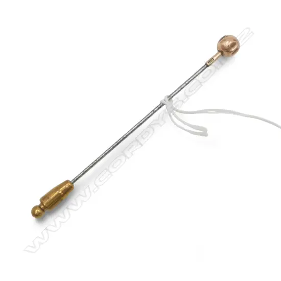 9ct BALL TOPPED HAT PIN, metal pin, 2.69gm DENTS
