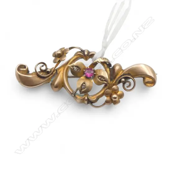 EDWARDIAN 9ct ROSE GOLD BROOCH damaged 3gms