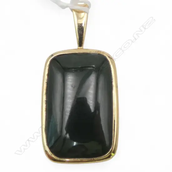 SILVER GILT GREENSTONE PENDANT L.45mm