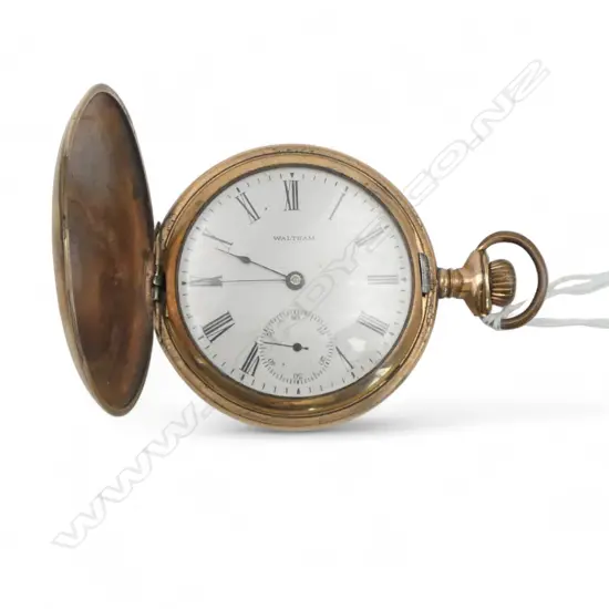WALTHAM GENT'S HUNTER GOLD PLATED POCKET WATCH 