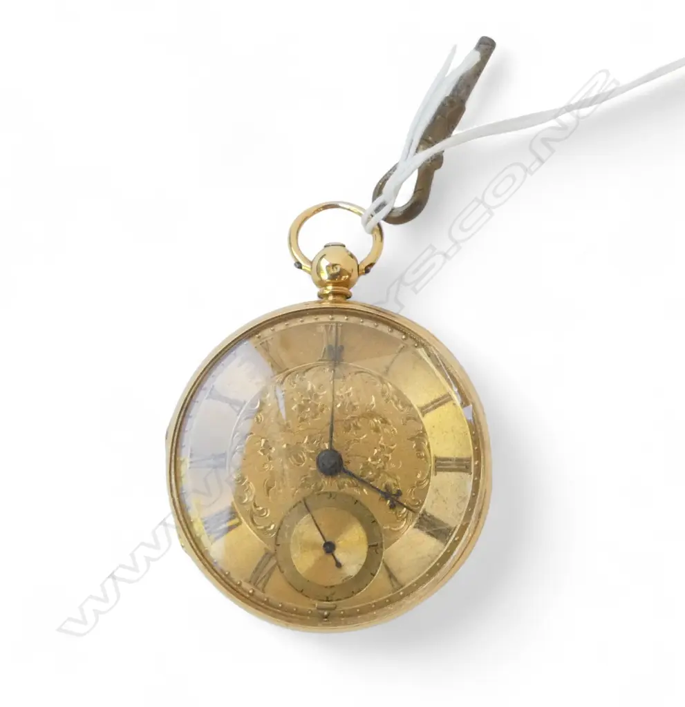 VICTORIAN JAS. HUX 18ct GOLD FUSEE OPEN FACE POCKET WATCH glass loose  75gms Image 1++