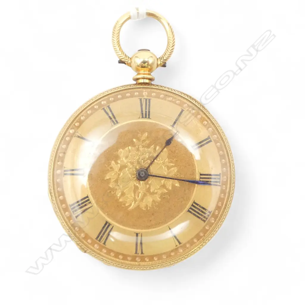 18ct GOLD 19thC MID-SIZE POCKET WATCH key wind 28gms Image 1++