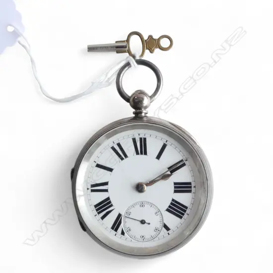 STG SILVER POCKET WATCH, B'HAM 1891 + KEY