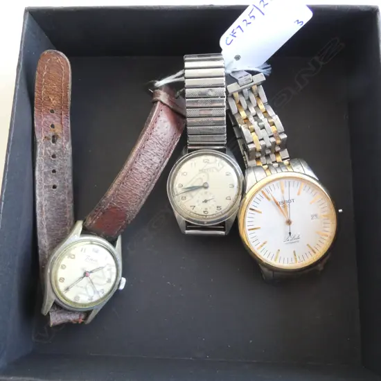 3 GENTS VINTAGE WRISTWATCHES TISSOT NO WINDER BERNEX & TIMOR