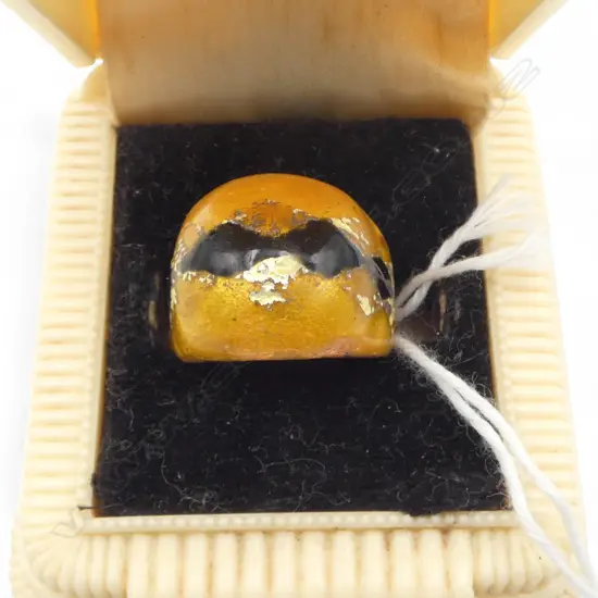 DESIGNER ENAMEL ON COPPER Arts & Crafts RING made by an American woman b.1891