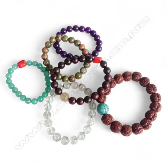 6 ORIENTAL BEAD BRACELETS