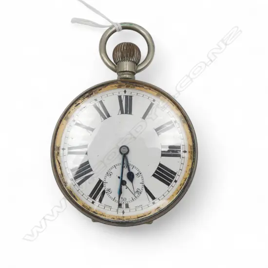 LGE EARLY 20thC OPEN not running FACE POCKET WATCH Railway type