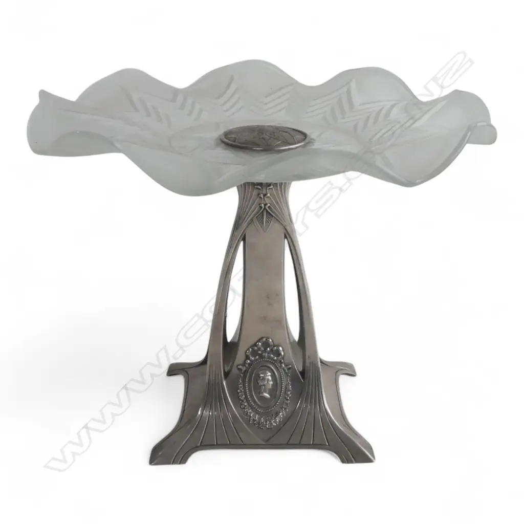 EARLY 20thC SILVER PLATE & GLASS COMPORT H.230mm probably WMF Image 1++