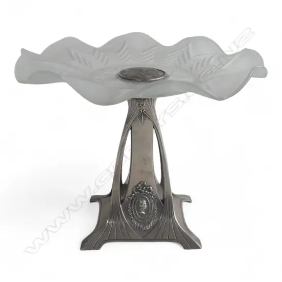 EARLY 20thC SILVER PLATE & GLASS COMPORT H.230mm probably WMF