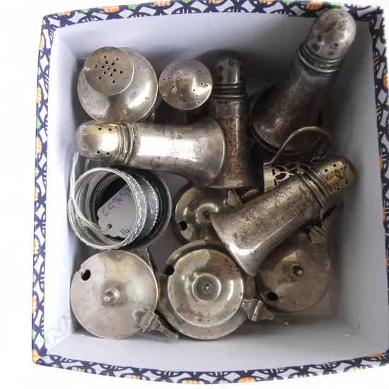 14 STG SILVER CONDIMENTS, SOME WEIGHTED