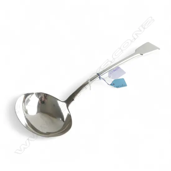 STG SILVER LADLE, WILLIAM CHAWNER II, LONDON 1829 L.330mm 225gms